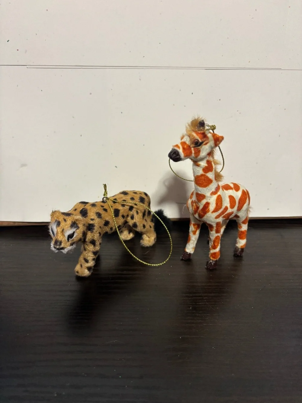 leopard and giraffe ornament